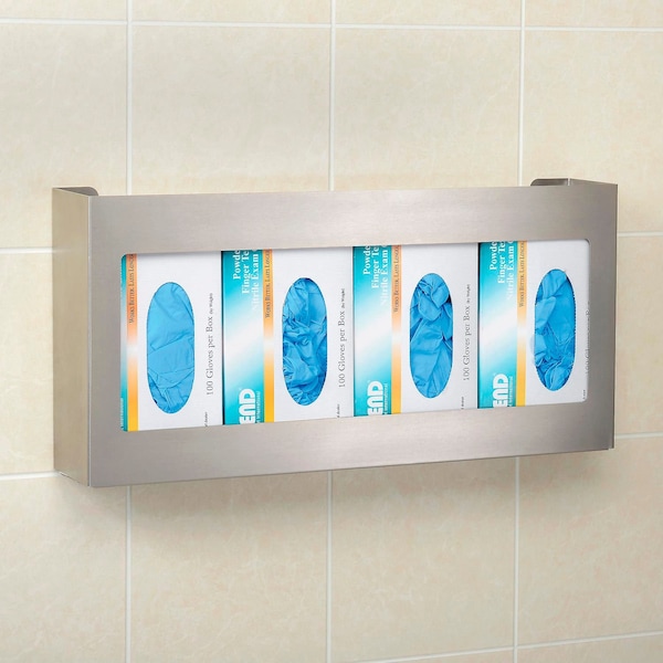 Global Industrial Quadruple Stainless Steel Glove Box Holder, 21W x 3-3/4D x 10H B2222414 - main